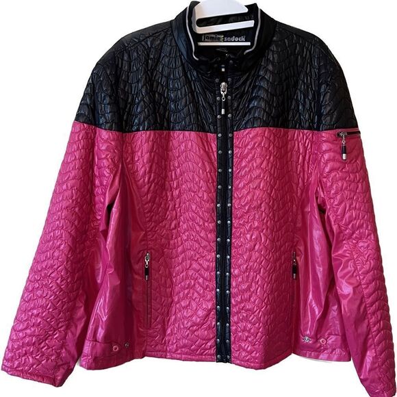 JAMIE SADOCK  quilted pink / black zip jacket. XL. Excellent condition - Picture 1 of 14